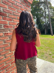 Wine Tie Detail Knitted Tank Lola