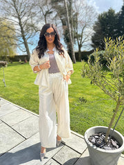 Gold Luxury Shimmer Wide Leg Trousers