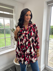 Wine Large Brushed Leopard Tunic Gloria