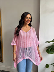 Pink Open Weave Knit Peyton