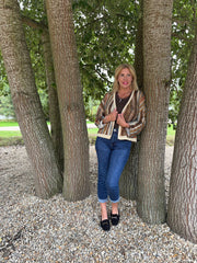 Mocha Striped Shimmer Jacket Fern