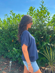 Navy Lattice Trim Top Riley