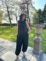 Black Sleeveless Tie Detail Co-Ord Ashley