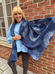 Navy Abstract Circle Print Scarf