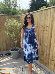 Navy Tie Dye Dress Krystal