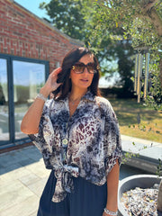 Navy Mixed Animal Print Shirt Davina