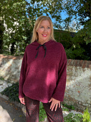 Wine Chenille Silver Fleck Hoodie Lisa