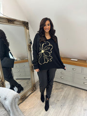 Black Flower Knit Alissa