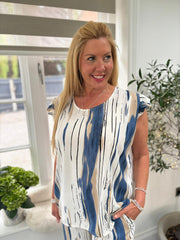 Navy Brushed Stripe Top Sadie
