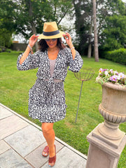 Leopard Tie Front Skirt Set Rosa