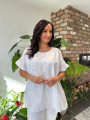White Embroidered Top Zella