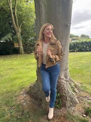 Camel Double-Breasted Short Coat