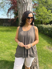 Chocolate Crochet Detail Vest Moira