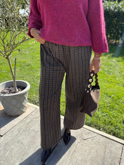 Chocolate Check Wide Leg Trousers