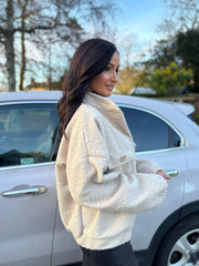 Stone Boucle High Neck Bomber Jacket Jude