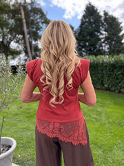 Rust Lace Hem Top Yasmin