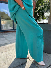 Teal Sequin Star Trousers Taryn