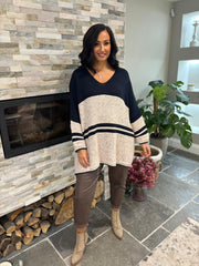 Navy Block Stripe Jumper Bethany