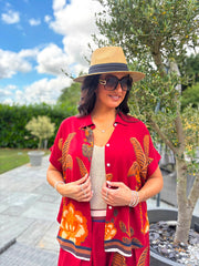 Red Tropical Print Shirt Maya