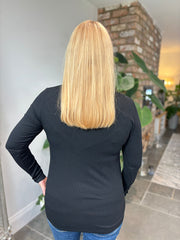 Black Ribbed Long Sleeve Top Emma