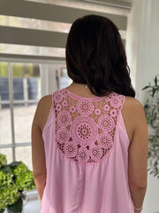 Pink Crochet Detail Vest Moira