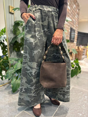 Khaki Camo Wide Leg Trousers