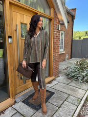 Green Pattern Stripe Shimmer Top Freya