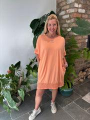 Apricot Crochet Trim Dress Sabrina