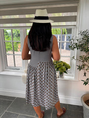 Grey Polka Dot Panel Dress Coraline