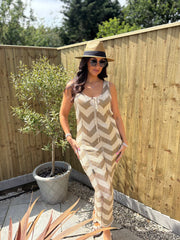 Gold Chevron Stripe Knit Dress Marcia