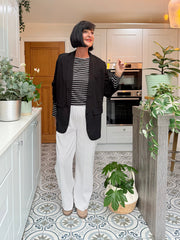 Black Striped Super Soft Round Neck