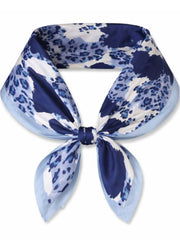 Denim Brushed Leopard Satin Style Scarf