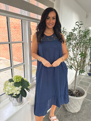 Navy Lace Detail Dress Saylor