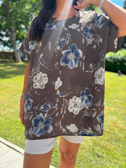 Chocolate Floral Pattern Top Hattie