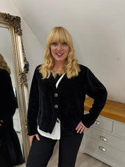 Black Chenille Layered Cardigan Emily