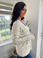 Antique Cream Sequin Sparkle Cardi Gemma