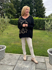 Black Flower Knit Alissa