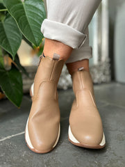 Tan Chunky Wedge Boots