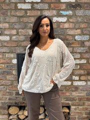 Stone Textured Floral Mesh Top Imogen
