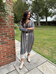 Denim Pattern Stripe Shimmer Cardigan Freya