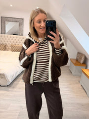 Chocolate Contrast Fleece Jacket Beth