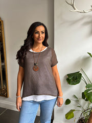 Chocolate Layered Net Top Elise