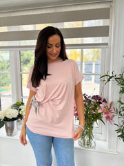 Pink Soft Drape Bow Top Joanie