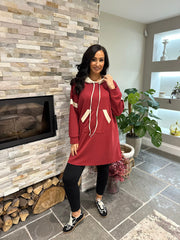 Wine Hooded Sweat Dress Jodie