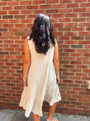Stone Bubble Cotton Fringed Tier Dress Amanda