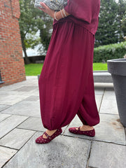 Wine Hareem Button Trousers Misty