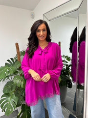 Grape Pussy Bow Blouse Ellis