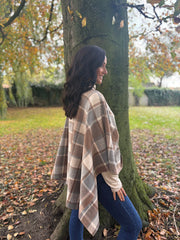 Mocha Check Tie Shawl Roxie