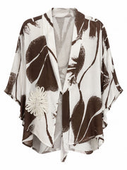 Chocolate Applique Leaf Print Jacket Diana