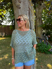 Sage Abstract Pattern Knit Tori